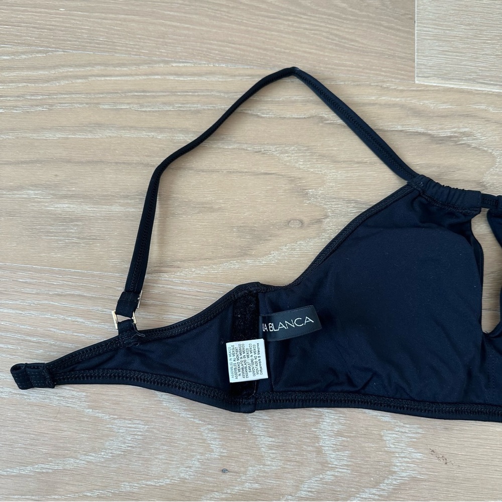 La Blanca Black Island Goddess Keyhole Swim Swimsuit Bikini Top Halter Small 4 - Picture 5 of 8